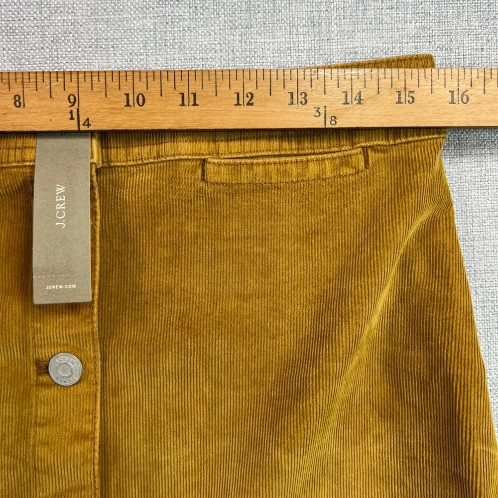 J.Crew Corduroy Button Front Mini Skirt Women's Sz 29 Gold Brown Preppy Academia